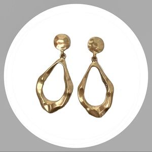 Muted Gold Drop Hoop Earrings
